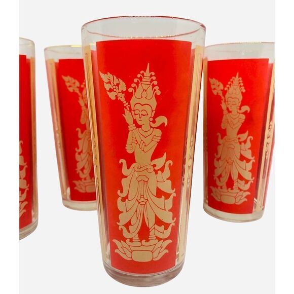 VTG 60's Red Hindu 5pc. Glasses - Picture 2 of 3
